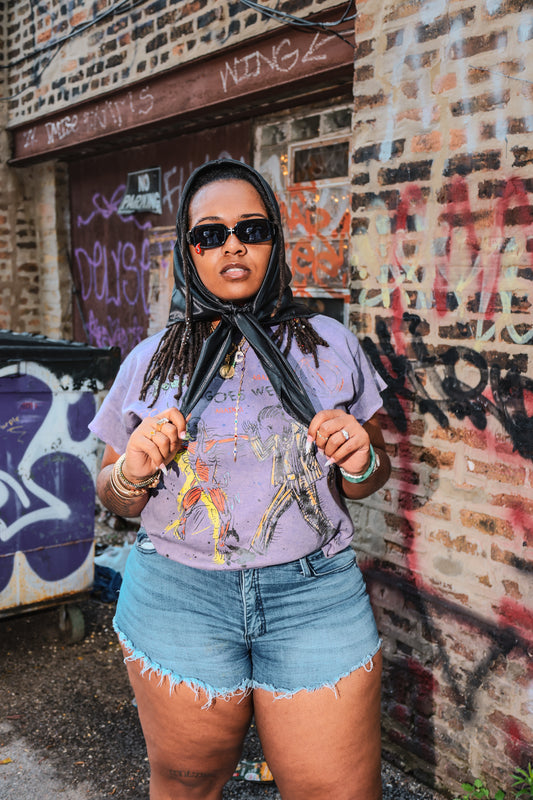 "WEIRD AGAIN" PURPLE CROPPED TEE