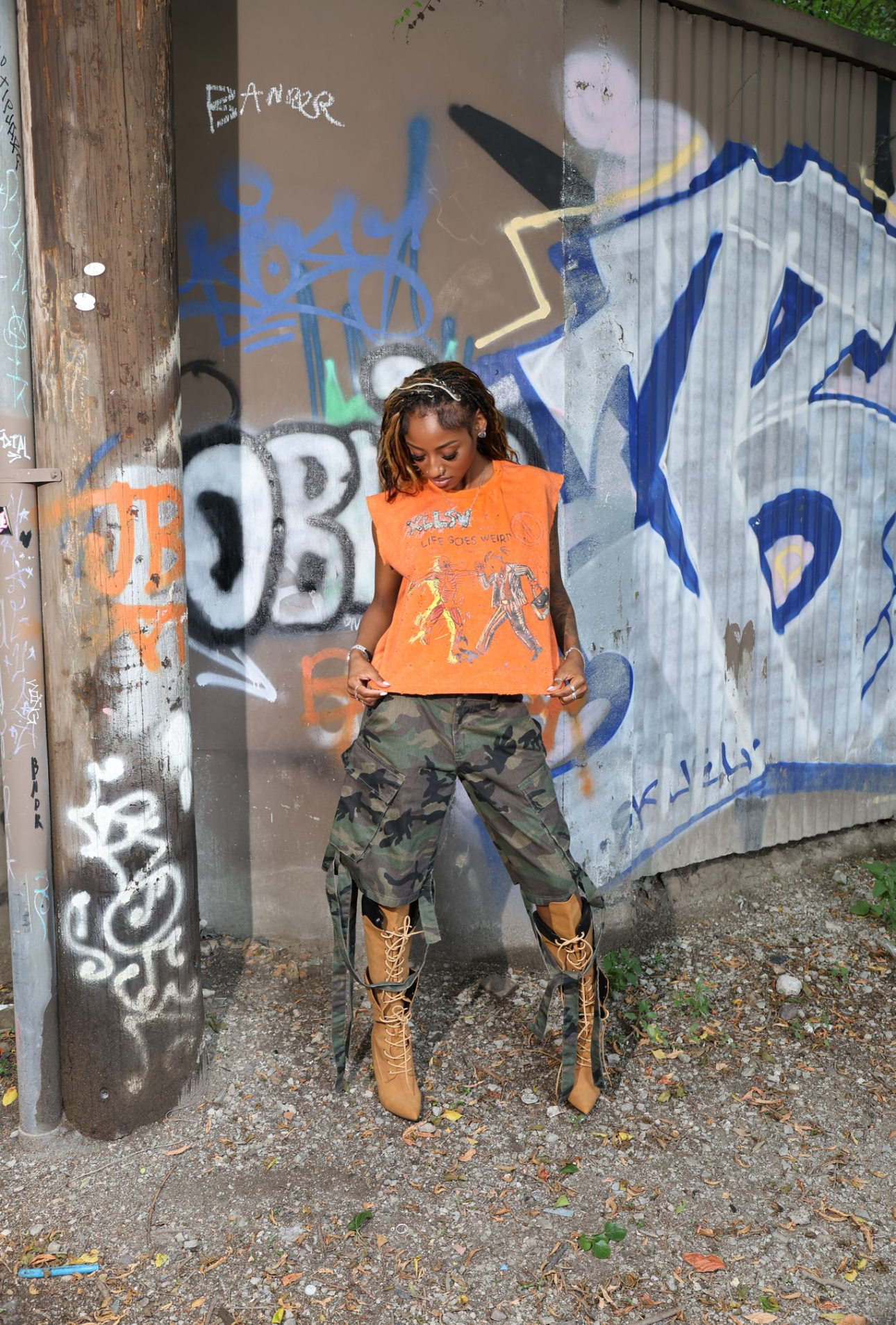 "WEIRD AGAIN" Cropped Sleeveless T-Shirt